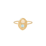 Bague cadenas topaze bleu plaque or
