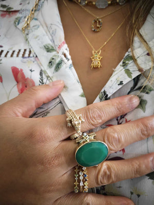 Bague Canyon Chrysoprase verte  Roma