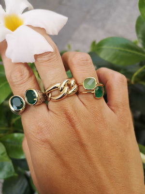 Bague Canyon Hari verte argent et plaque or