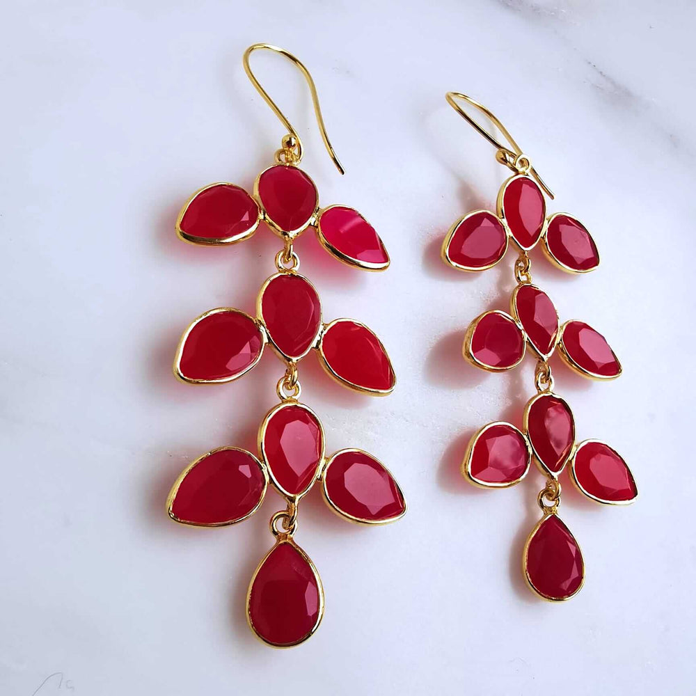 Boucles d'oreilles Esha - Calcédoine fuchsia