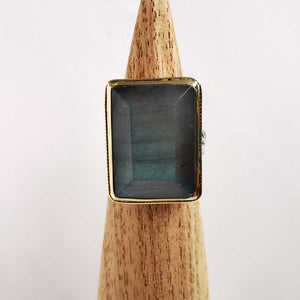 Bague Olyte CANYON - pierre rectangle labradorite