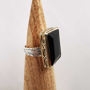 Bague Olyte CANYON - pierre rectangle onyx noire