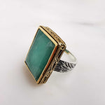 Bague CANYON pierre rectangle - bague Olyte - Amazonite