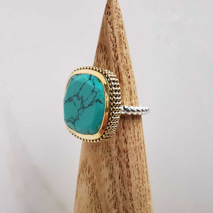 Bague Saona argent et turquoise - Main Image
