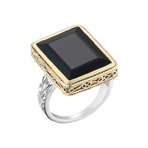 Bague Canyon - rectangle onyx noire