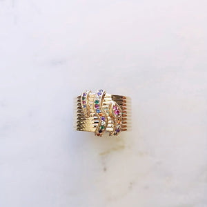 Bague serpent coloré - bijoux plaqué or 