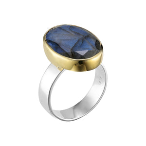 Bague Anjali pierre semi precieuse Labradorite cabochon CANYON