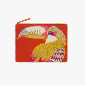 Pochette brodée - Toucan - Rouge - Inoui