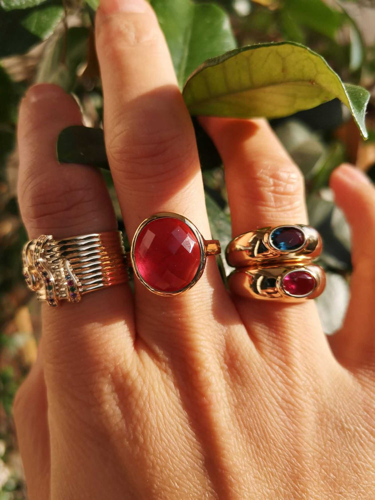 Bague serpent coloré - bijoux plaqué or