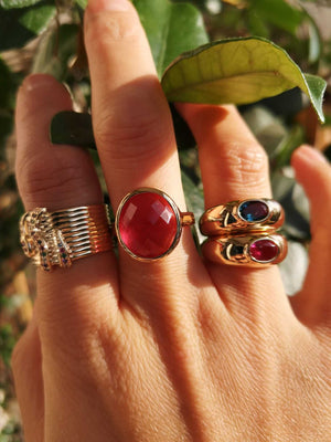Bague serpent coloré - bijoux plaqué or