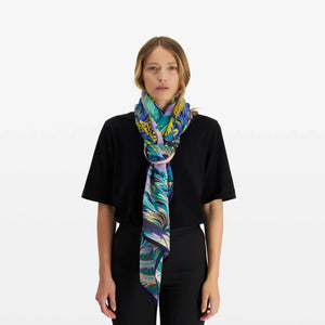 Echarpe et foulard INOUI - Chaton violet imprimé tigre et panthère et nature