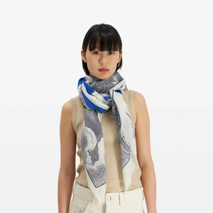 Écharpe Océanique - Bleu - foulard Inoui en laine - motifs mer