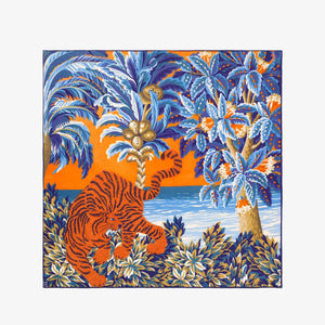 
            
                Charger l&amp;#39;image dans la galerie, Foulard Carré Chatou - Orange - Inoui Edition - soie et modal - collection homme et femme - imprimé tigre et végétal 
            
        
