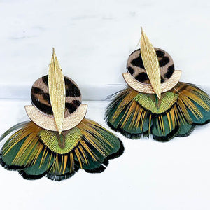 Boucles d'oreilles Plumes Palma LADY AMHERST création française