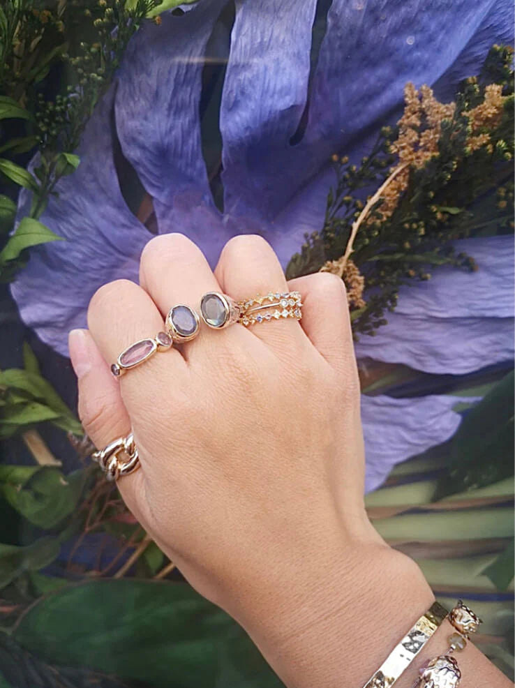 Bague canyon hari labradorite et amethyste