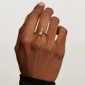 Bague amulette Courage Beetle - Or PD Paola