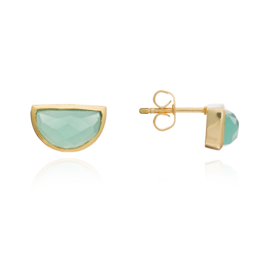 Boucles d'oreilles puces Halfmoon - Pierres semi-précieuses