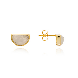 Boucles d'oreilles puces Halfmoon - Pierres semi-précieuses