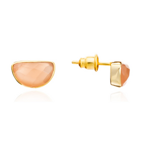 Boucles d'oreilles puces Halfmoon - Pierres semi-précieuses