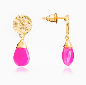 boucles d'oreilles calcédoine fushia azuni