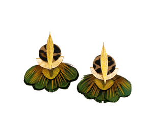 Boucles d'oreilles - Plumes -Boucles d'oreilles en cuir - Bijoux femmes - Lady Amherst 