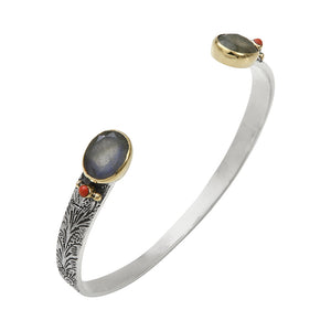 Jonc CANYON ethnique argent et labradorite - Bobart Bijoux créateurs Paris