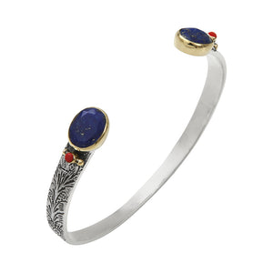 Jonc CANYON ethnique argent et lapis lazuli - Bobart Bijoux créateurs