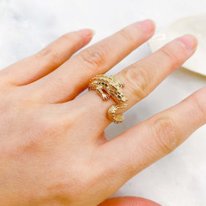 bague crocodile stylée plaqué or