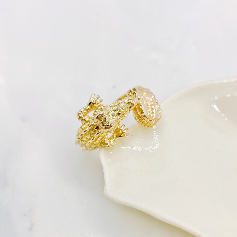 bague crocodile plaqué or