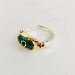 Bague CANYON fine rectangle malachite et lapis lazulli