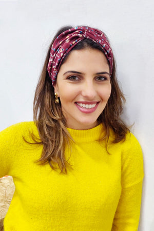 Headband Vintage - Headband Cheveux - Accessoire Cheveux - Accessoire Cheveux Femme - Headband Femme - Headband Upcycling - Bandeau Upcycling - Polyester - Bandeau Femme - Bandeau Cheveux Femme - Bandeau Bordeaux - Headband Bordeaux - Made In France - Laure Derrey - Bobart Bijoux