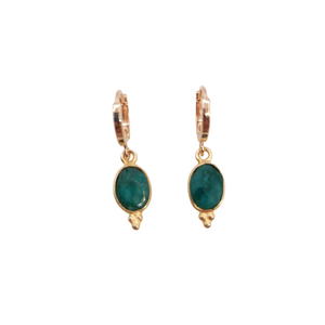 Boucle créole Bindi - Pierres semi précieuses - silimanite verte