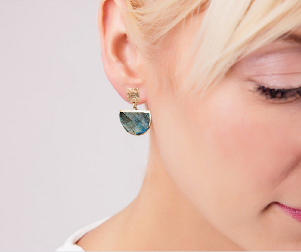 boucles d'oreilles labradorite half moon azuni