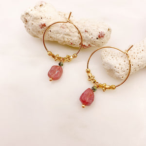 Boucles d'oreilles créoles DARYA  - Tourmaline