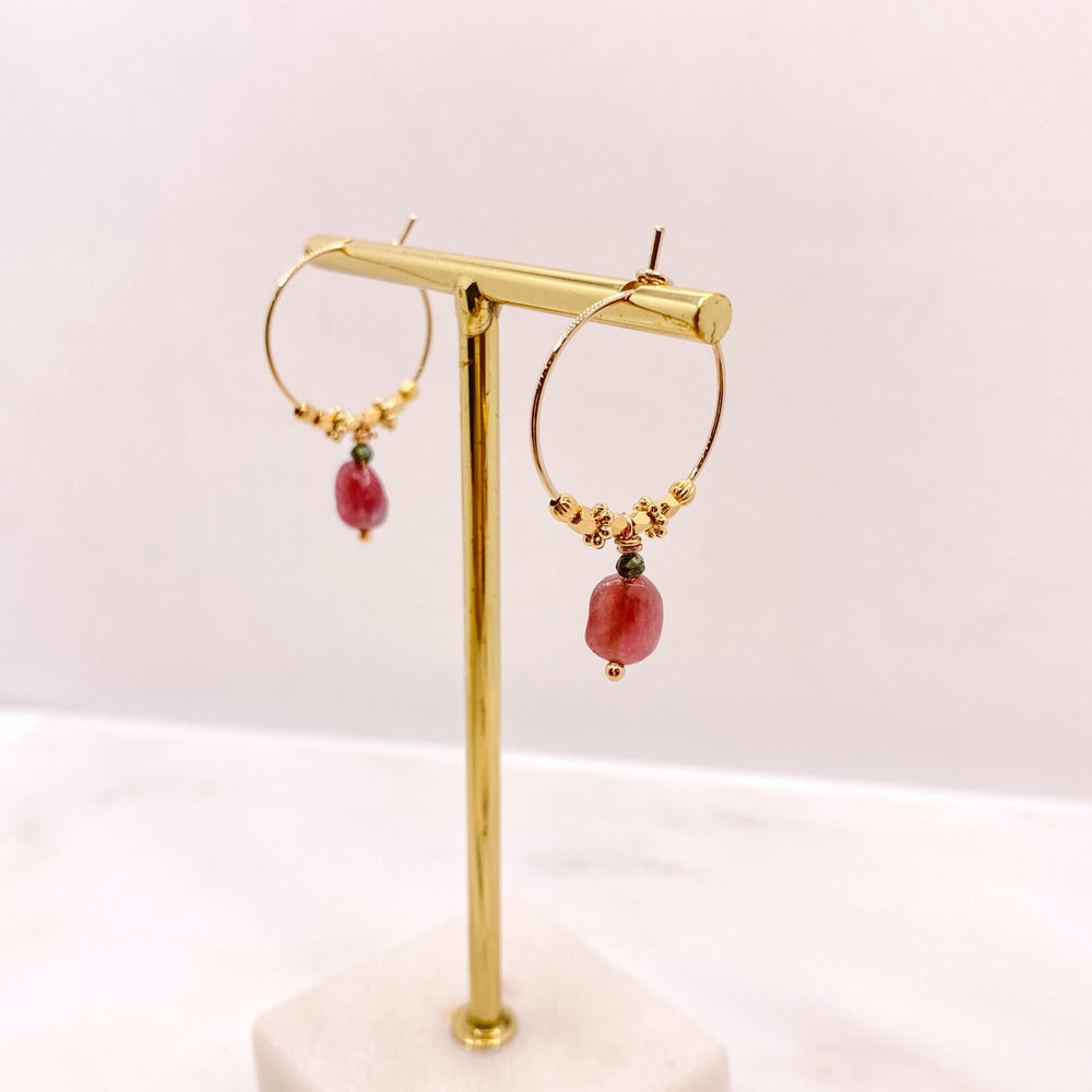Boucles d'oreilles créoles DARYA  - Tourmaline