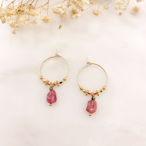 Boucles d'oreilles créoles DARYA  - Tourmaline