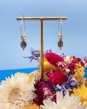 boucles d'oreilles plaque or labradorite made in paris