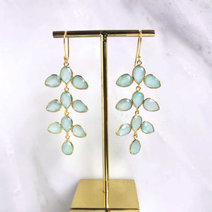 Boucles d'oreilles feuilles ESHA - calcédoine vert