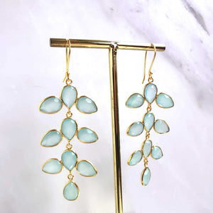 Boucles d'oreilles feuilles ESHA - calcédoine vert