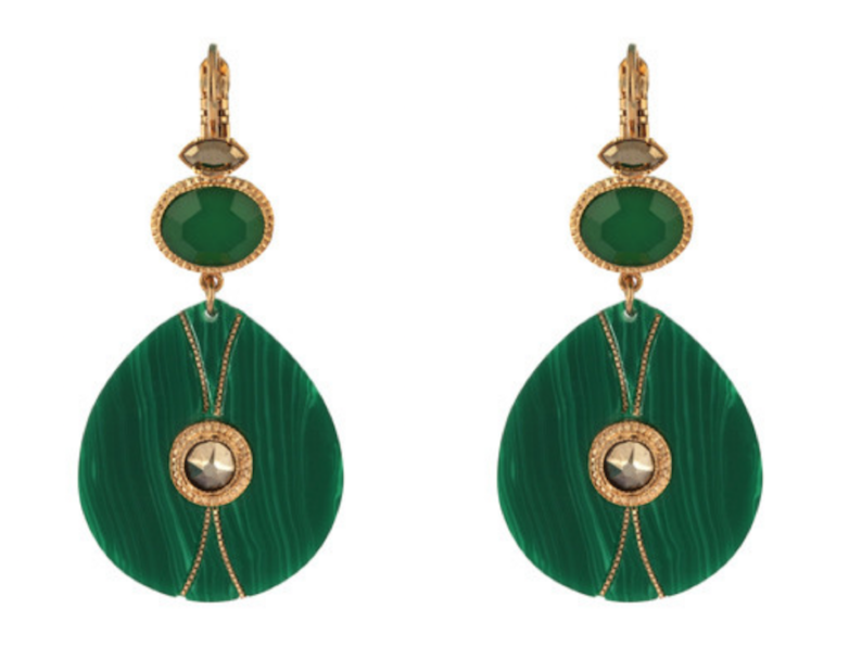 Boucles d'oreilles dormeuses Fujita - Malachite