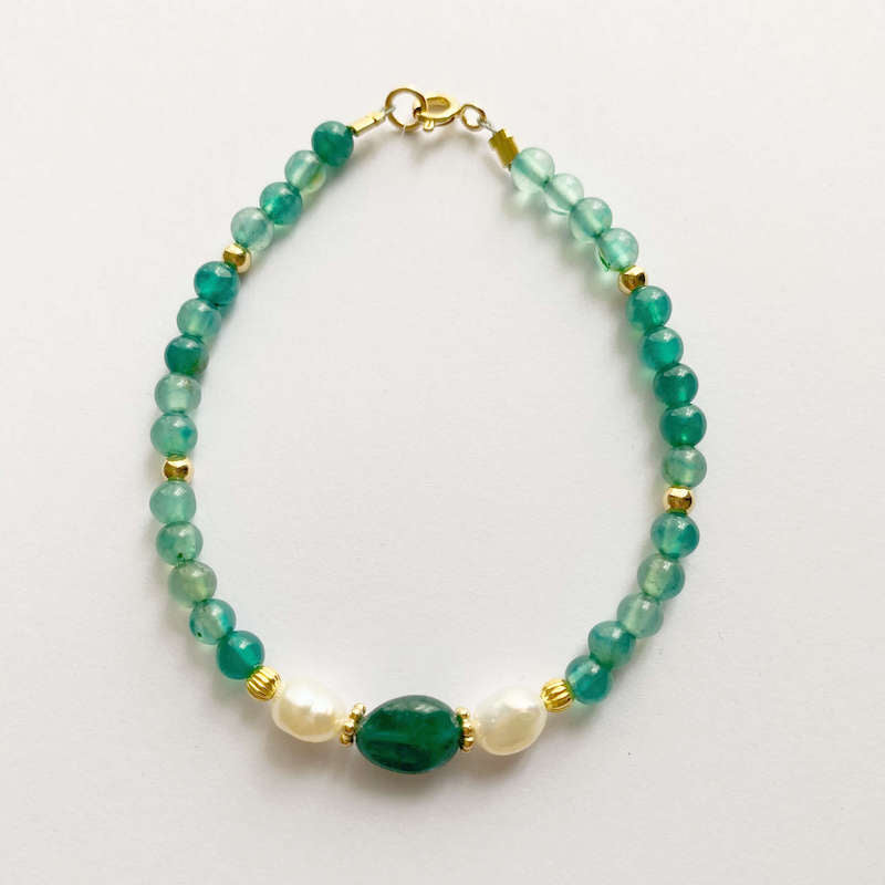 Bracele Capri - Nacre, agate turquoise, apatite bleu - Bobart Bijoux