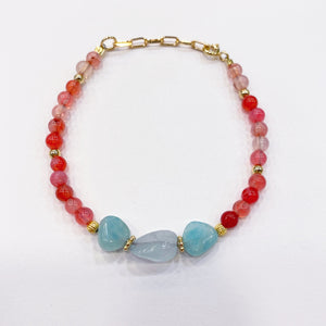 
            
                Charger l&amp;#39;image dans la galerie, Bracelet Hanoi pierres naturelles calcédoine bleue, agate rose, amazonite
            
        