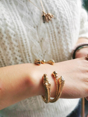 bracelet crocodile bracelet serpent plaqué or