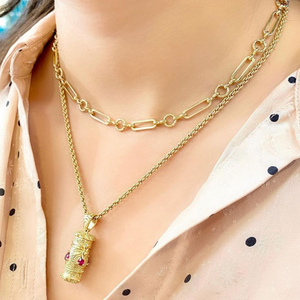 COLLIER MAILLE ALTERNÉE PLAQUÉ OR BIJOUX CREATEUR
