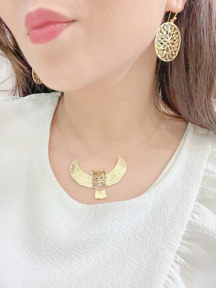 Collier Scarabée - Pierres semi precieuses - Plaqué or - Au fil de lo