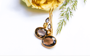 Boucles d'oreilles quartz fumé diaperis annam