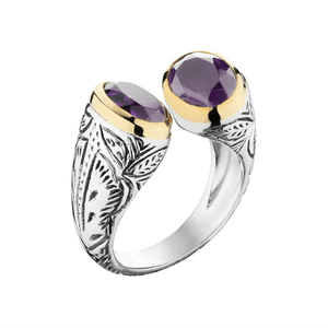 Bague Canyon toi et moi Hari argent amethyste