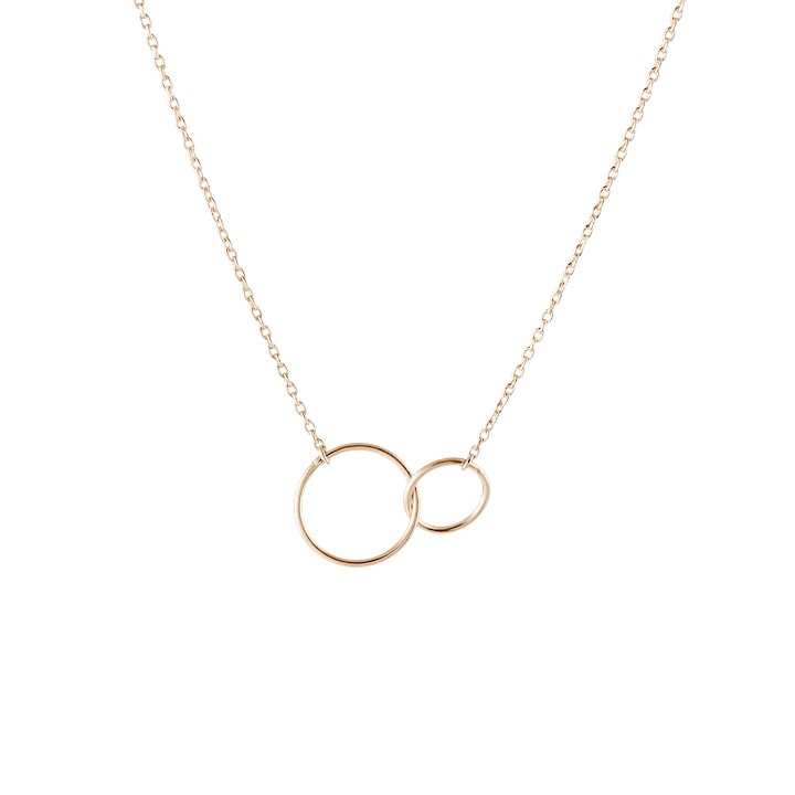 collier plaqué or double anneaux entrelacés