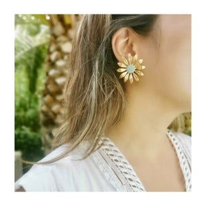 Boucle d'oreille Marguerite fleur - Eva Krystal