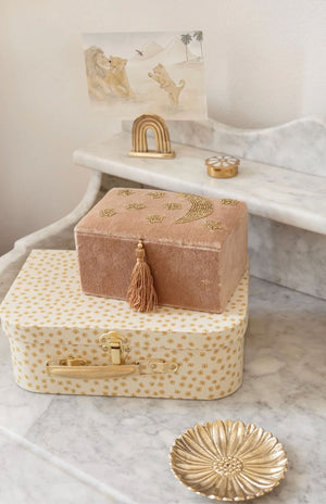Petite boite à bijoux en velours ala jewelry rose décor lune et star